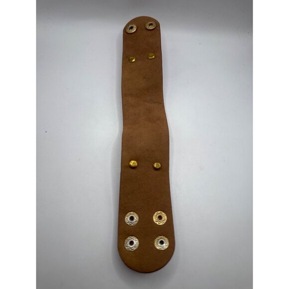 Red & Gold Chain Rhinestone Leather Snap Bracelet - Picture 5 of 7